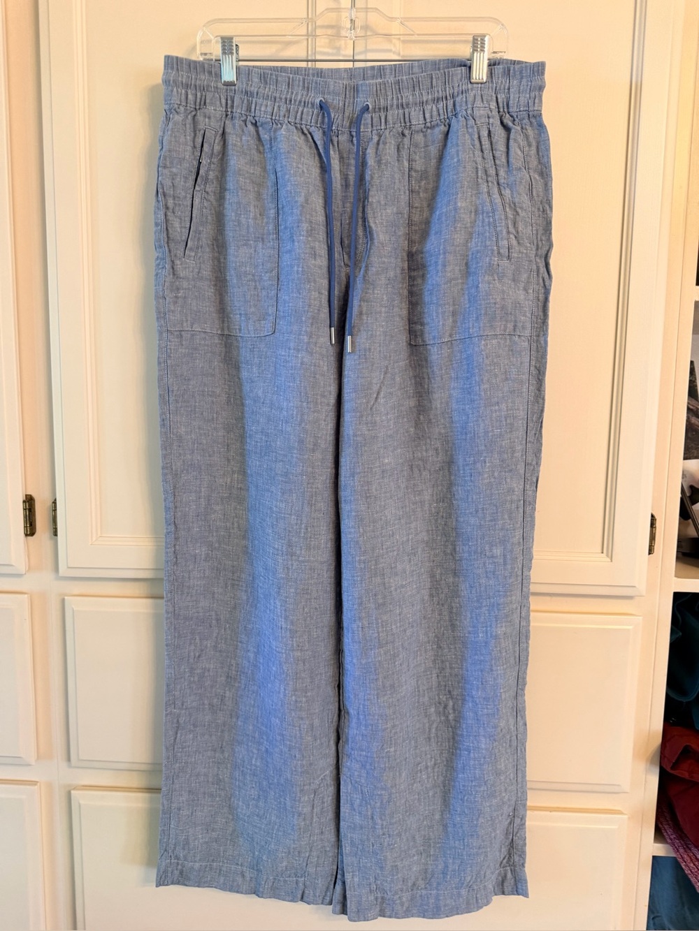 Athleta size 14 blue linen wide leg women’s pants